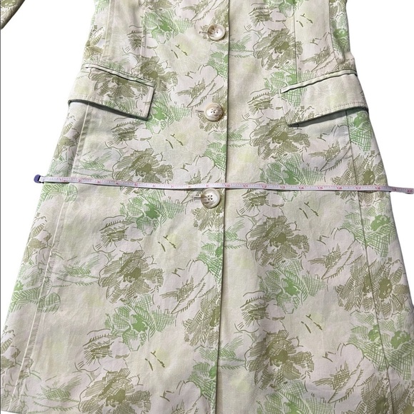 OLD NAVY WOMENS GREEN& TAN FLORAL PATTERN FITTED TRENCH COAT SIZE XS - Picture 6 of 12
